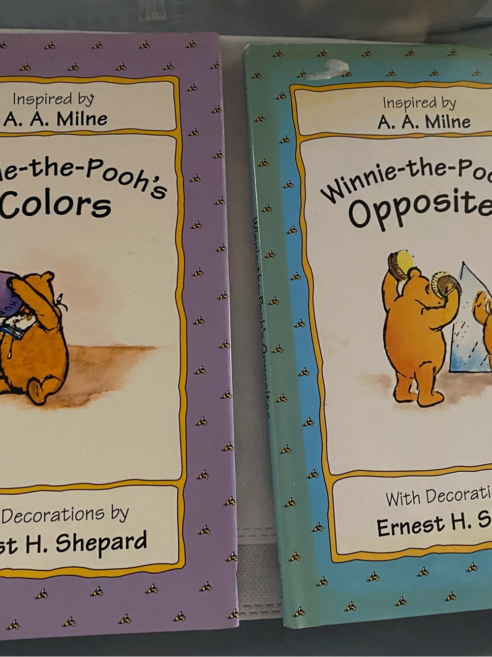 Winnie the Pooh books lot of 2 large hardback by A A Milne Opposites Colors 1995